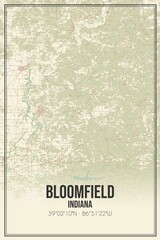 Retro US city map of Bloomfield, Indiana. Vintage street map.