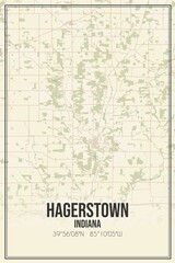 Retro US city map of Hagerstown, Indiana. Vintage street map.