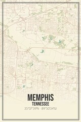 Obraz premium Retro US city map of Memphis, Tennessee. Vintage street map.