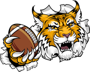 A wildcat or bobcat animal American football sports team cartoon mascot