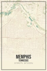 Retro US city map of Memphis, Tennessee. Vintage street map.