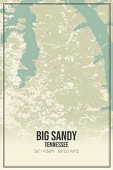 Retro US city map of Big Sandy, Tennessee. Vintage street map.