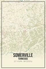 Retro US city map of Somerville, Tennessee. Vintage street map.