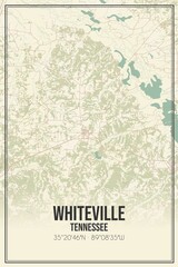 Fototapeta premium Retro US city map of Whiteville, Tennessee. Vintage street map.