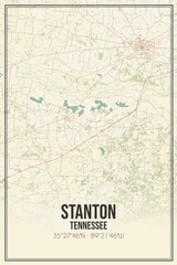Retro US city map of Stanton, Tennessee. Vintage street map.