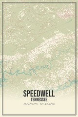 Retro US city map of Speedwell, Tennessee. Vintage street map.