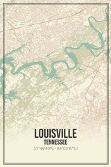 Retro US city map of Louisville, Tennessee. Vintage street map.