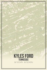 Retro US city map of Kyles Ford, Tennessee. Vintage street map.