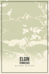 Retro US city map of Elgin, Tennessee. Vintage street map.
