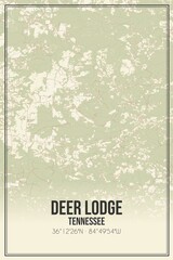 Retro US city map of Deer Lodge, Tennessee. Vintage street map.