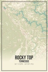 Retro US city map of Rocky Top, Tennessee. Vintage street map.