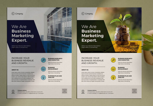 Business Flyer Layout Template with Blue Accents 