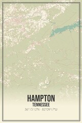 Retro US city map of Hampton, Tennessee. Vintage street map.