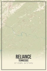 Retro US city map of Reliance, Tennessee. Vintage street map.