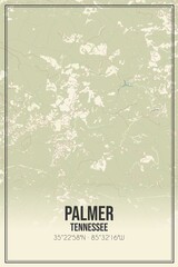 Retro US city map of Palmer, Tennessee. Vintage street map.