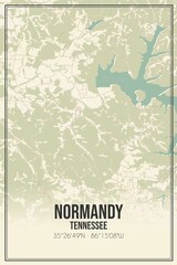 Retro US city map of Normandy, Tennessee. Vintage street map.