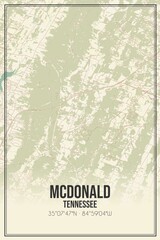 Retro US city map of McDonald, Tennessee. Vintage street map.