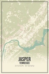 Retro US city map of Jasper, Tennessee. Vintage street map.