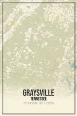 Retro US city map of Graysville, Tennessee. Vintage street map.
