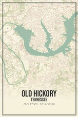 Retro US city map of Old Hickory, Tennessee. Vintage street map.
