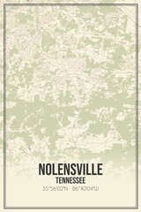 Retro US city map of Nolensville, Tennessee. Vintage street map.