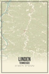 Retro US city map of Linden, Tennessee. Vintage street map.