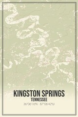 Retro US city map of Kingston Springs, Tennessee. Vintage street map.