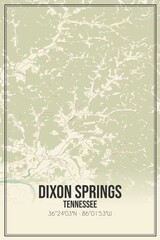 Retro US city map of Dixon Springs, Tennessee. Vintage street map.