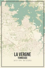 Retro US city map of La Vergne, Tennessee. Vintage street map.