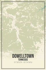 Retro US city map of Dowelltown, Tennessee. Vintage street map.