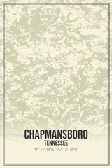 Retro US city map of Chapmansboro, Tennessee. Vintage street map.