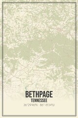 Retro US city map of Bethpage, Tennessee. Vintage street map.