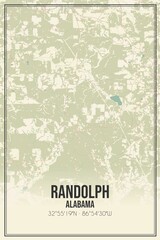 Retro US city map of Randolph, Alabama. Vintage street map.