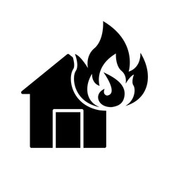 burned house on a white background