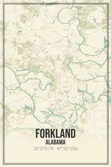 Fototapeta premium Retro US city map of Forkland, Alabama. Vintage street map.