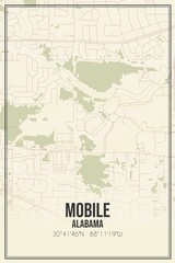 Obraz premium Retro US city map of Mobile, Alabama. Vintage street map.