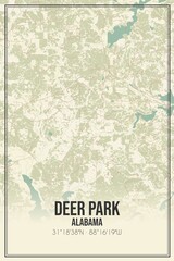 Retro US city map of Deer Park, Alabama. Vintage street map.