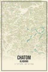 Retro US city map of Chatom, Alabama. Vintage street map.