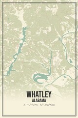 Retro US city map of Whatley, Alabama. Vintage street map.