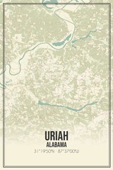 Retro US city map of Uriah, Alabama. Vintage street map.