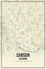 Retro US city map of Samson, Alabama. Vintage street map.