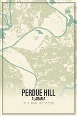 Retro US city map of Perdue Hill, Alabama. Vintage street map.