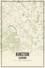 Retro US city map of Kinston, Alabama. Vintage street map.
