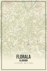 Retro US city map of Florala, Alabama. Vintage street map.