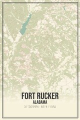 Retro US city map of Fort Rucker, Alabama. Vintage street map.