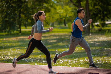 Young athletes running outdoors