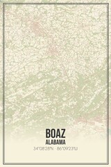 Retro US city map of Boaz, Alabama. Vintage street map.