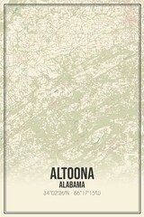 Retro US city map of Altoona, Alabama. Vintage street map.