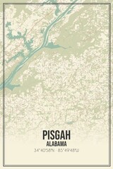Retro US city map of Pisgah, Alabama. Vintage street map.
