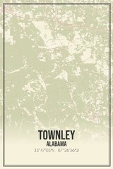 Obraz premium Retro US city map of Townley, Alabama. Vintage street map.